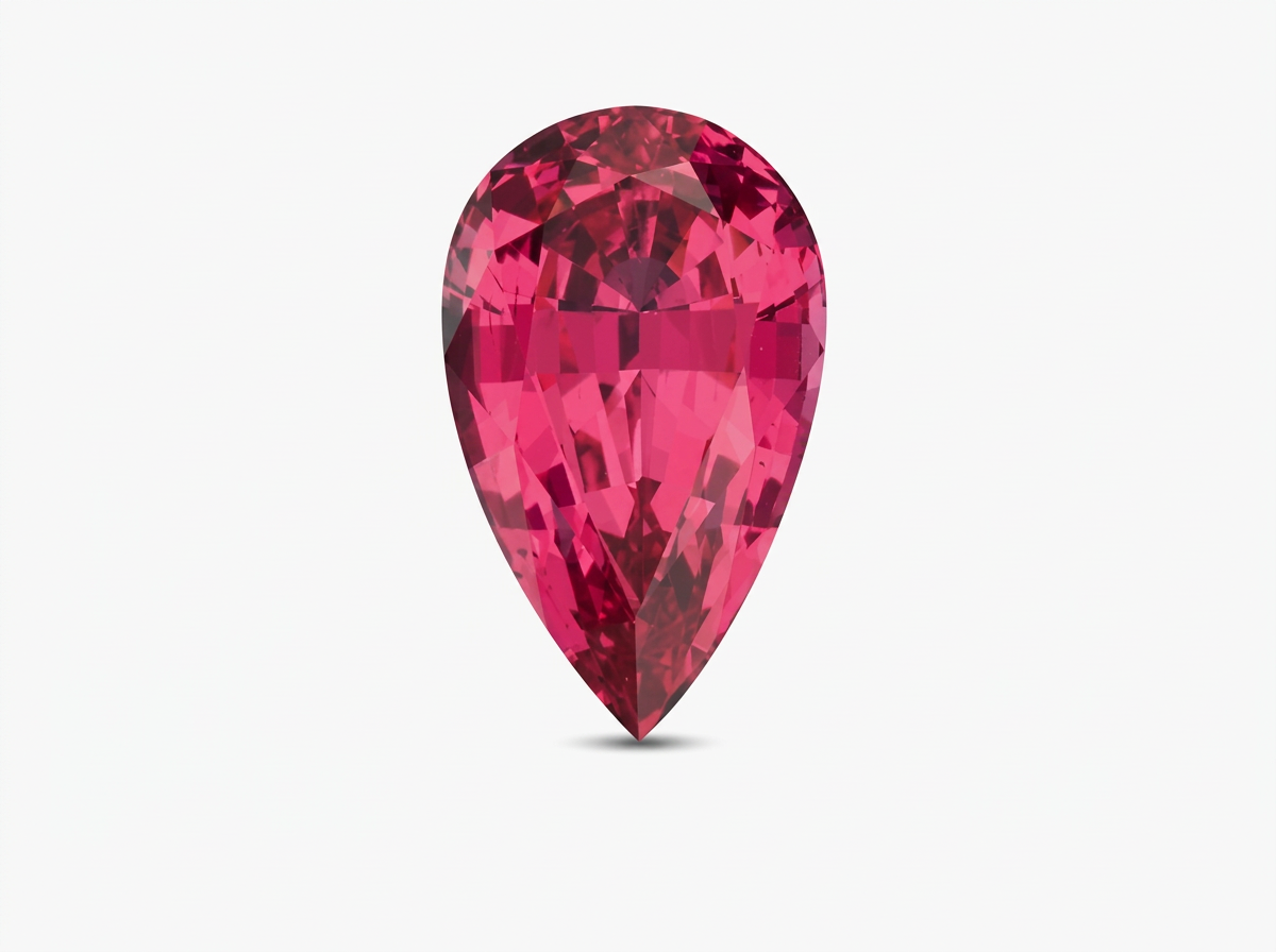 A pear shaped pink spinel with vivid color
