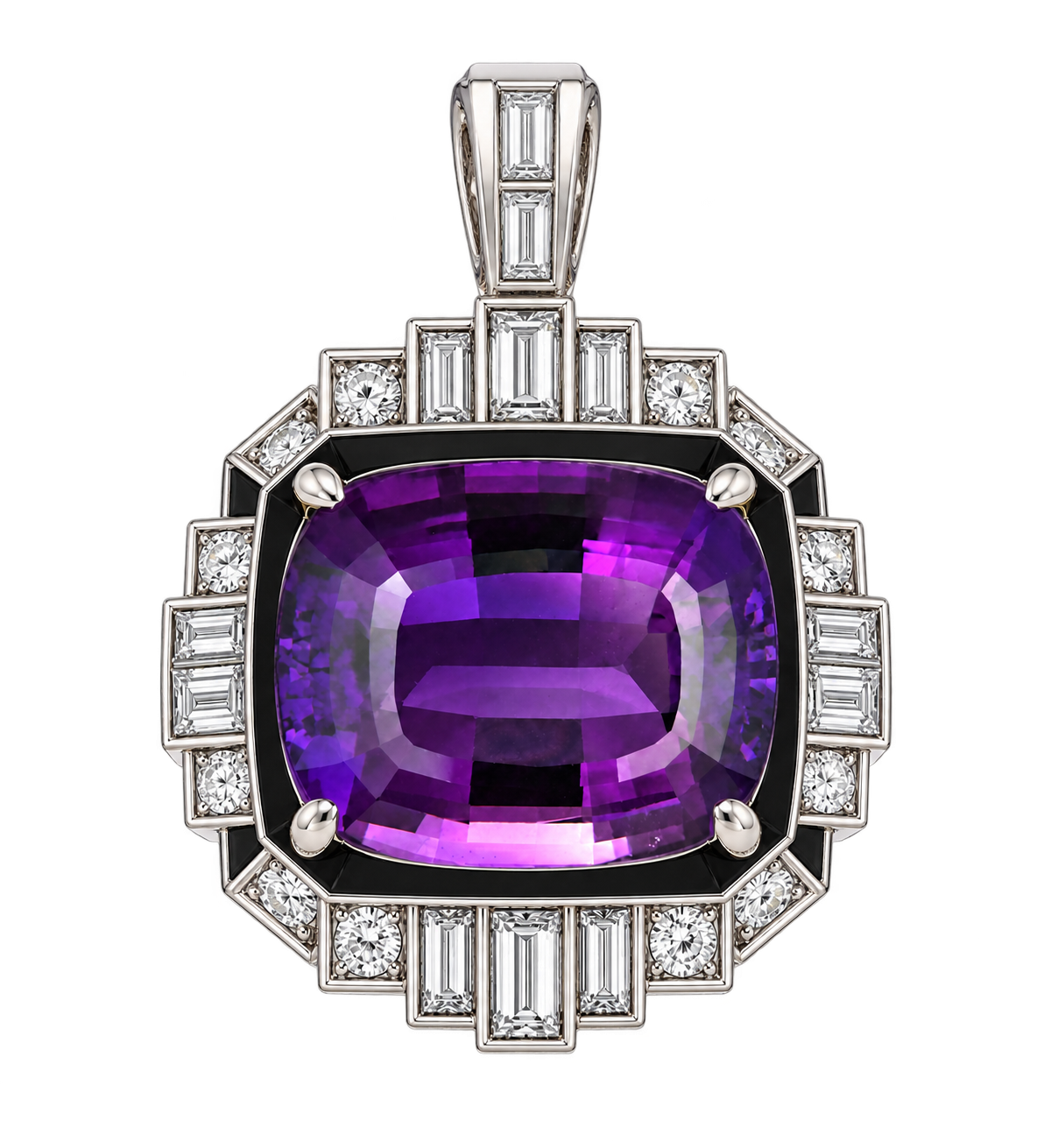 Amethyst set in a diamond ring
