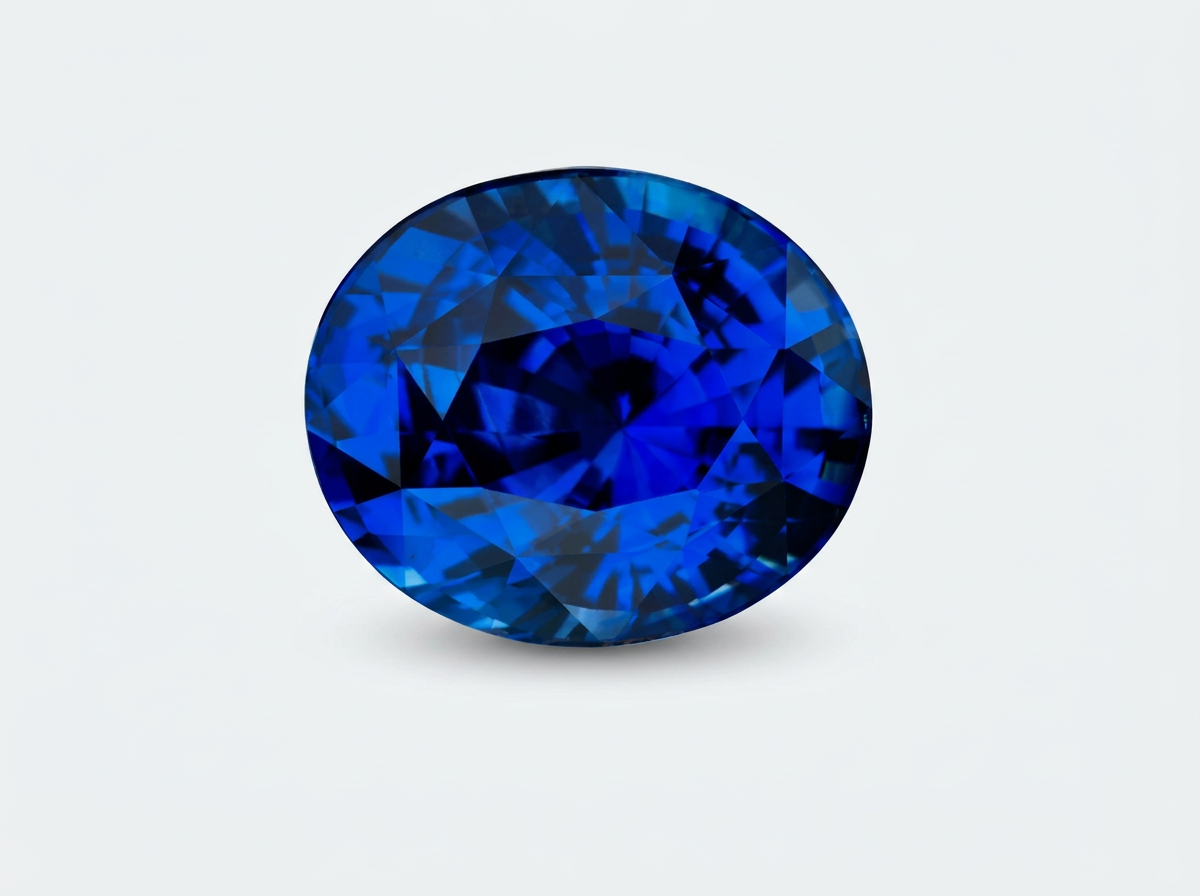 An oval sapphire with rich royal blue color