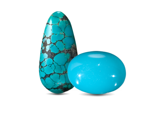 Turquoise gemstone selected for custom jewelry by Studio ALOI Dubai
