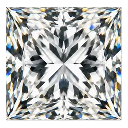Princess cut diamond shown at approximate relative size for one carat