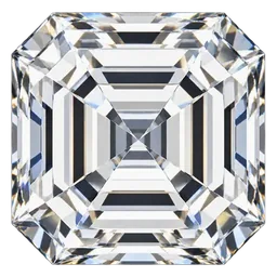 Asscher cut diamond shown at approximate relative size for one carat