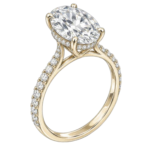 Hand-drawn gouache sketch of a hidden halo engagement ring setting