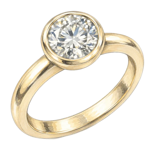 Hand-drawn gouache sketch of a bezel engagement ring setting
