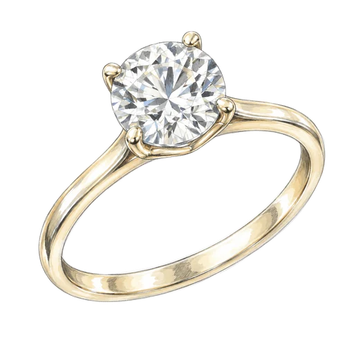 Hand-drawn gouache sketch of a solitaire engagement ring setting